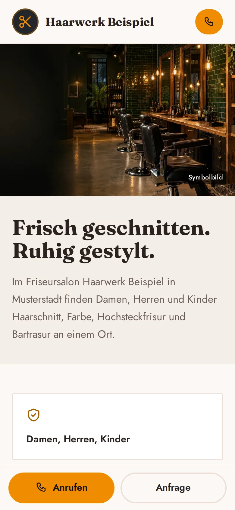 Dieselbe Website am Handy