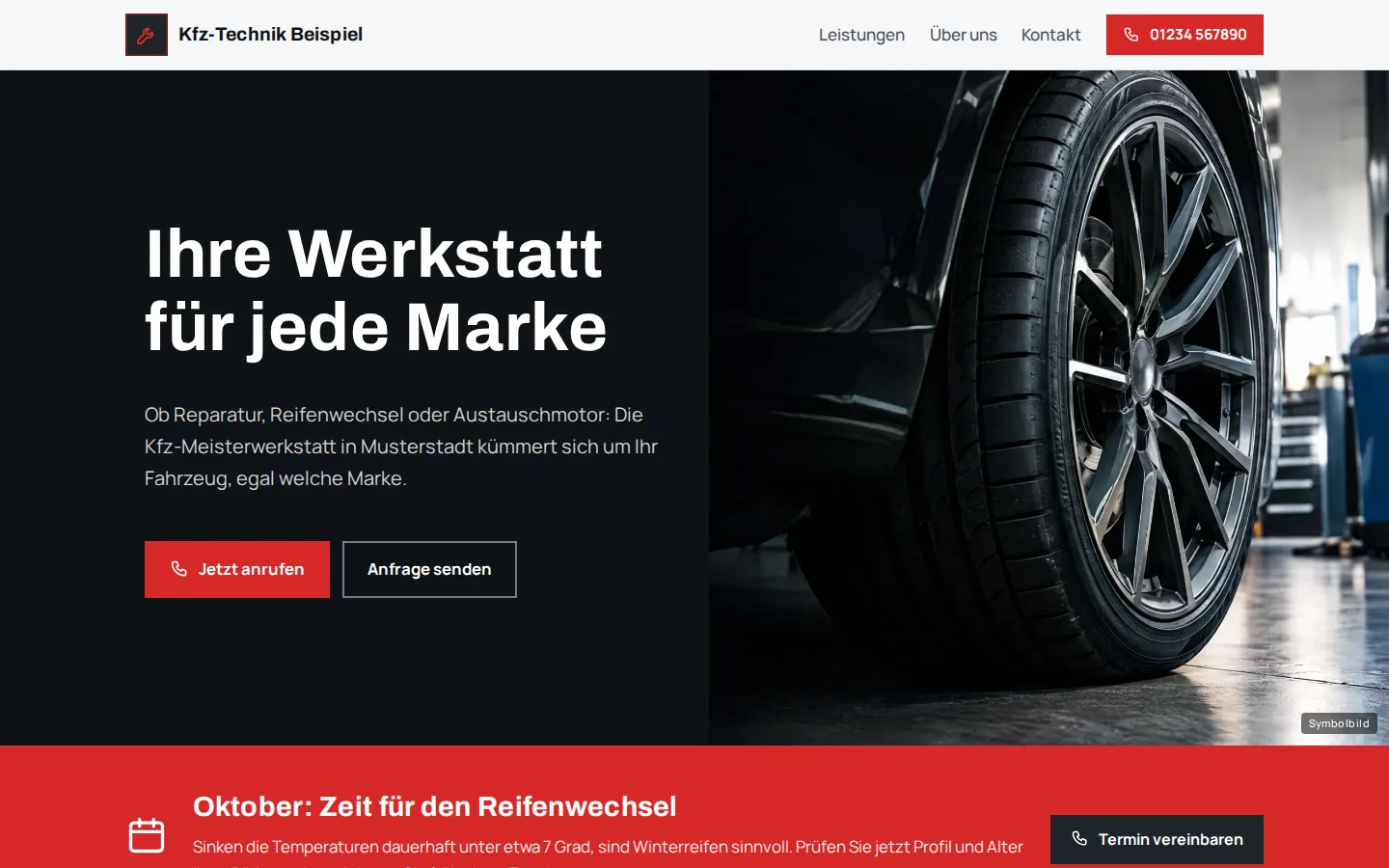 Beispiel-Website einer Kfz-Werkstatt am Computer