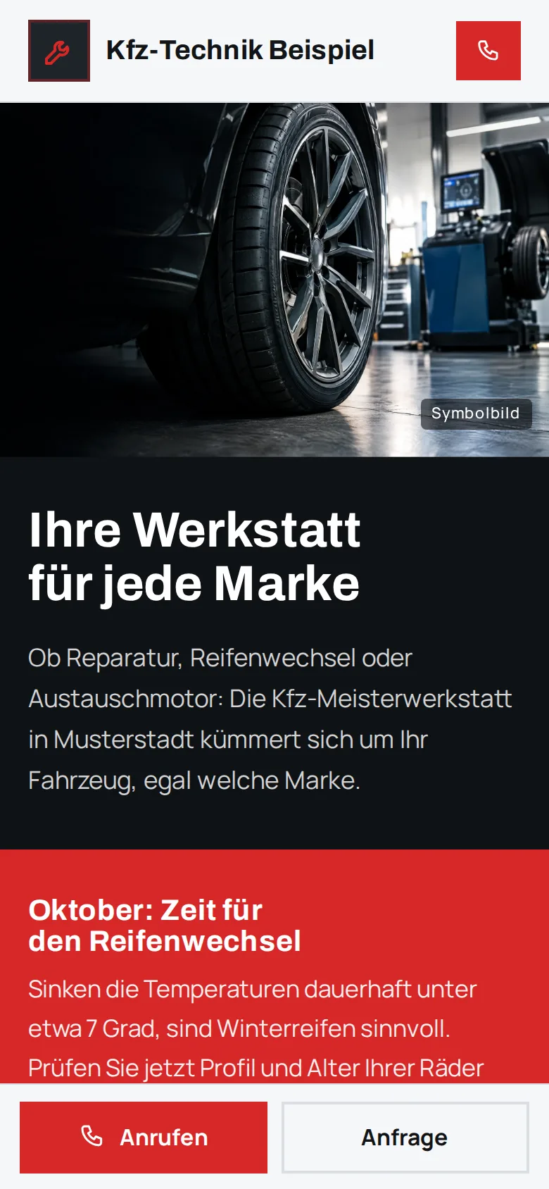 Dieselbe Website am Handy
